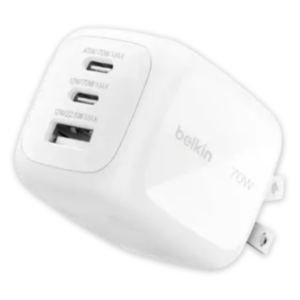 Belkin - Wall Charger - Lithium ion - Para Apple / Samsung phones - 70W USB-C PD PPS 2 USB-C - Celulares - Baterías y Cargadores - WCH018dqWH