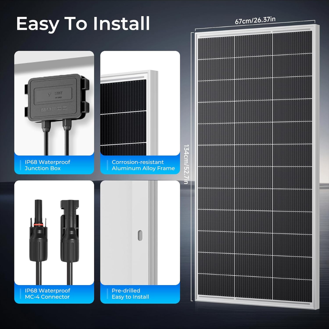GENERICO - CELDAS SOLARES MONOCRISTALINAS DE 200 WATTS - All - 801 - PS-PMS200W (6)