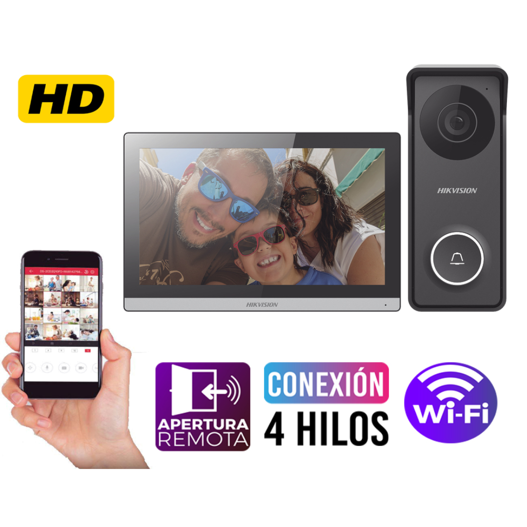 HIKVISION - KIT DE VIDEO PORTERO HIBRIDO DS-KH6352 + PANTALLA DS-KV2422-IM - All - 4011 - DS-KIS313-P (3)