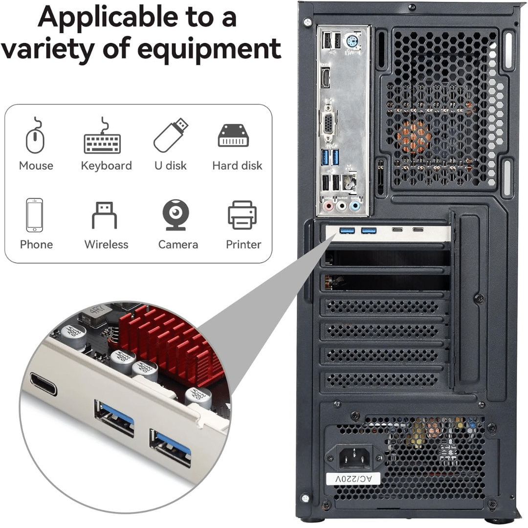 Tarjeta De Expansion Eluteng Pcie 4 Puertos Usb 3.1 2usb-a 2usb-c 10gbps - Dispositivos Scsi - X002NZSIH3 (6)