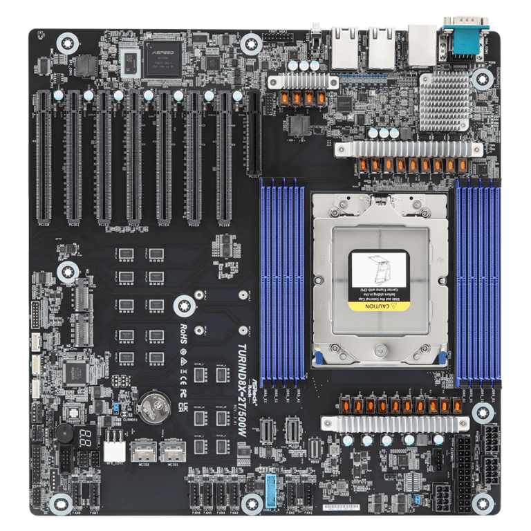 ASRock Inc. ASRock MB TURIND8X-2T 500W SoC Socket SP5 LGA6096 Max.512GB DDR5 EEB Retail MB 302348 TURIND8X-2T/500W