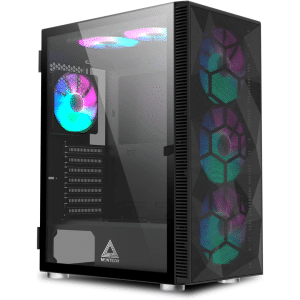 MONTECH SKY 3 ATX PC Case, Panoramic Glass, Adjustable Airflow, Personalized Design, 360mm Radiator Support, 3x120mm ARGB PWM Fans Pre-installed, Compact Build For Next-gen Gpu, Black (SKY3B) | SKU CS-SKY3B1 - CS - CS-SKY3B1 - MONTECH - SKY3B