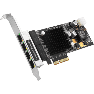 SIIG SII AC LB-GE0811-S1 4PT Gigabit Ethernet w POE PCIe Card - Intel 350 Brown Box AC 246186 LB-GE0811-S1