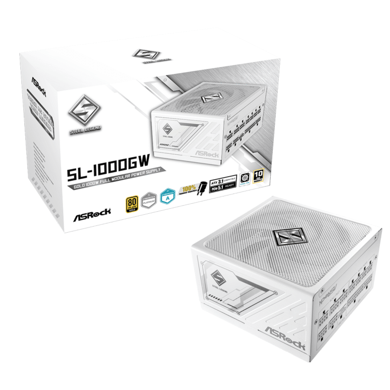 ASRock Inc. ASRock PS SL-1000GW 1000W ATX 12V 80+GOLD Fully Modular 135mm Fan White Retail PS 295598 SL-1000GW