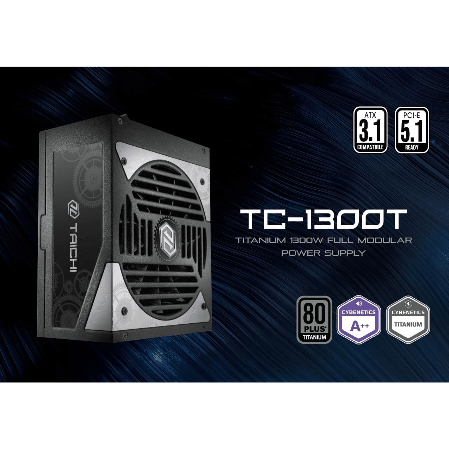 ASRock Inc. ASRock PS TC-1300T 1300W ATX 12V 80+TITANIUM FullyModular 135mm Fan Retail PS 295578 TC-1300T (1)