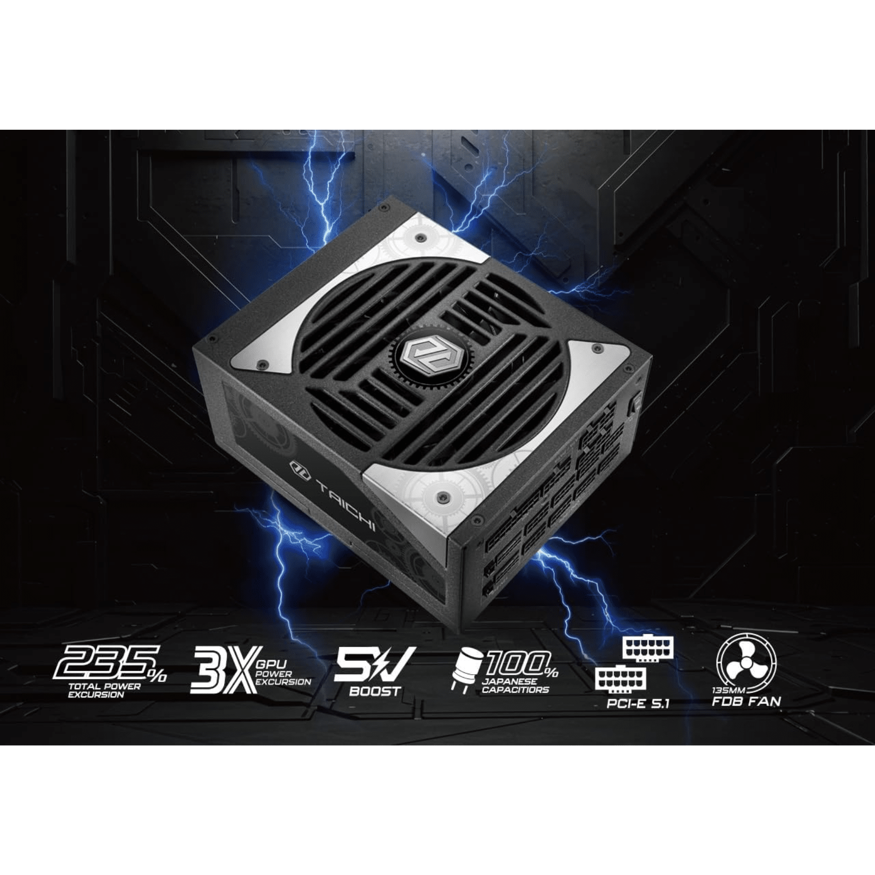 ASRock Inc. ASRock PS TC-1300T 1300W ATX 12V 80+TITANIUM FullyModular 135mm Fan Retail PS 295578 TC-1300T (6)