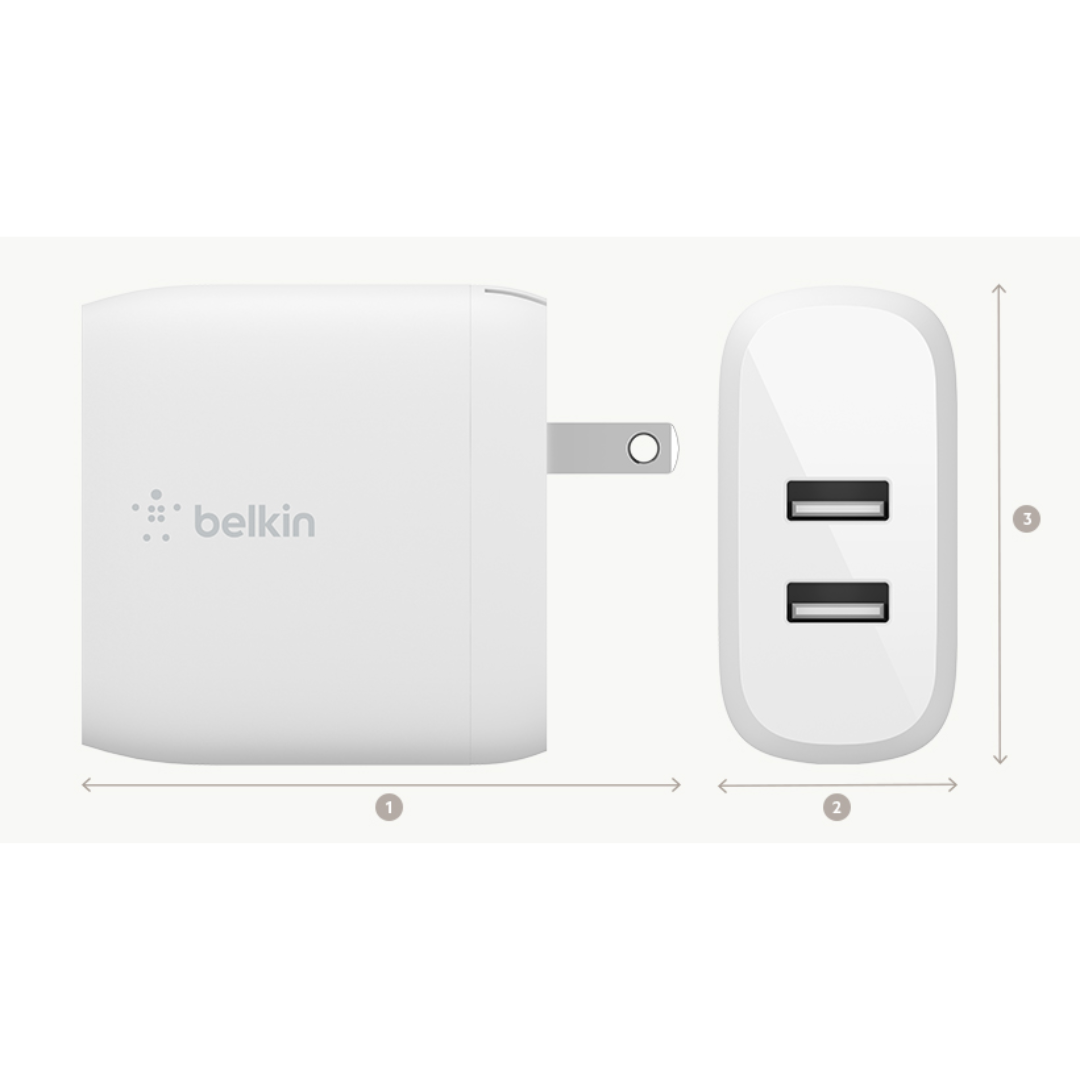 Belkin - - 24 vatios - 4.8 A - 2 conectores de salida (2 x USB) - Celulares - Baterías y Cargadores - WCB (6)