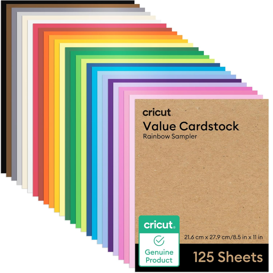 CRICUT Value Cardstock, Rainbow Sampler 8.5X11 (125) - 2012123