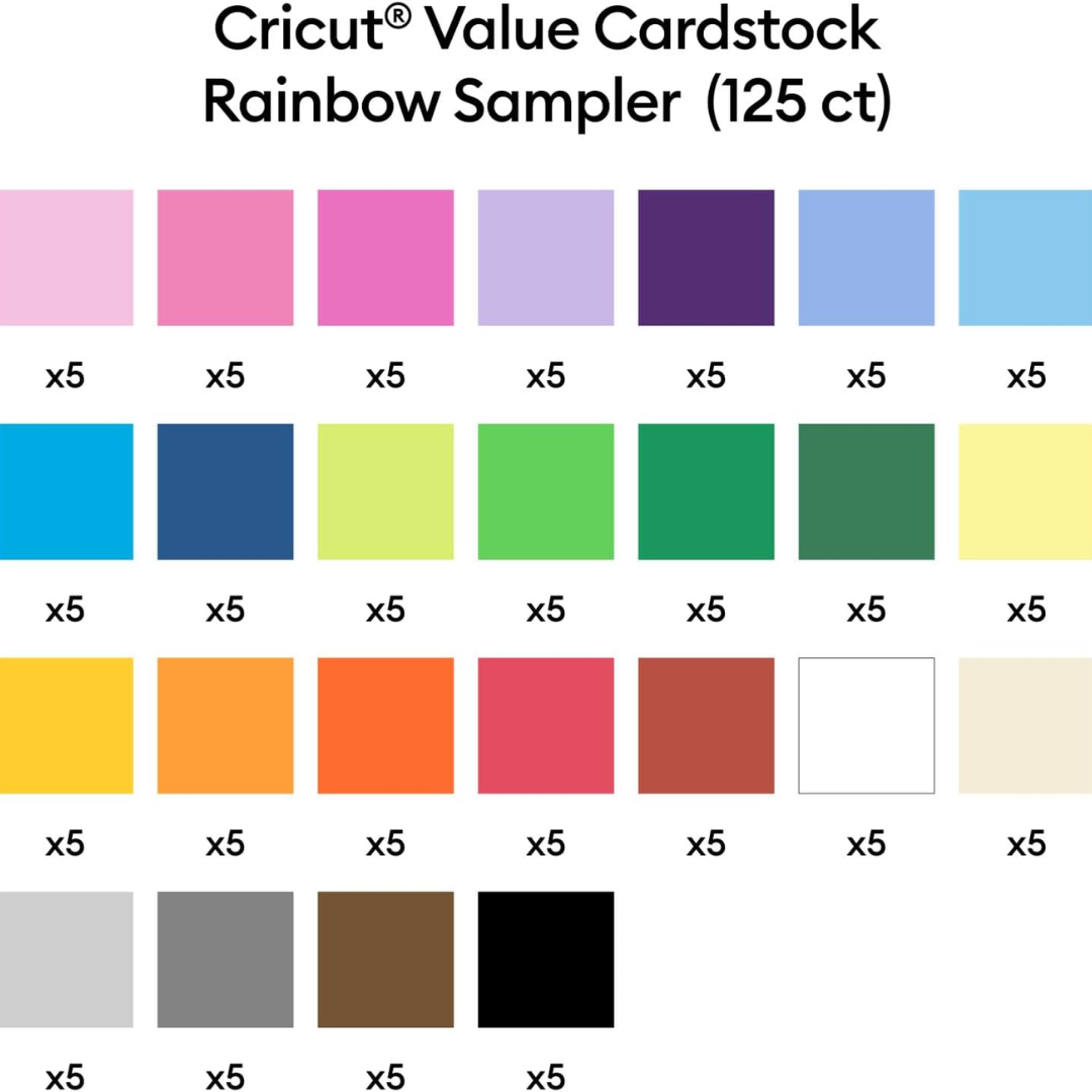 CRICUT Value Cardstock, Rainbow Sampler 8.5X11 (126) - 2012123