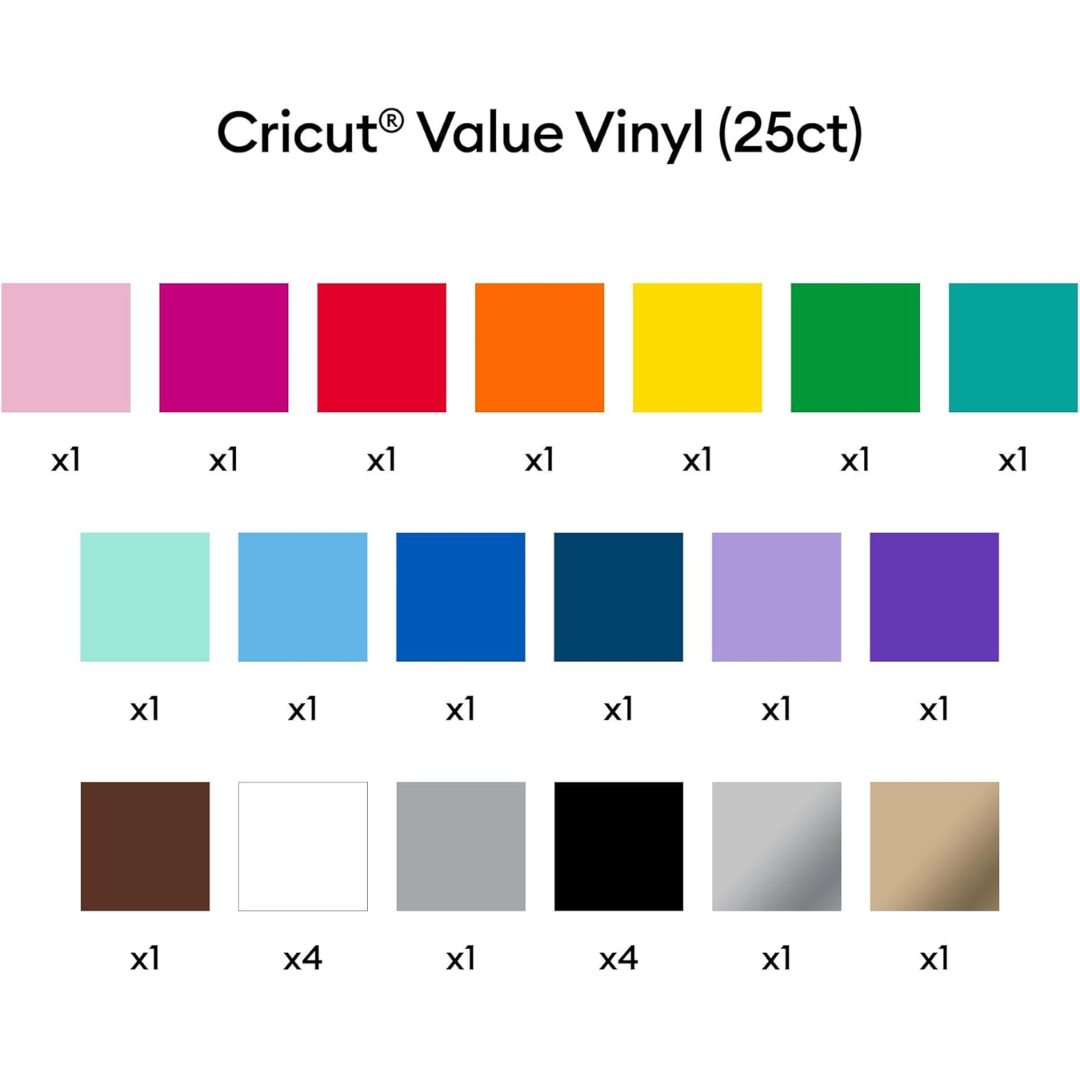 CRICUT Value Vinyl, Rainbow Sampler 12in X 12in (27) - 2010886