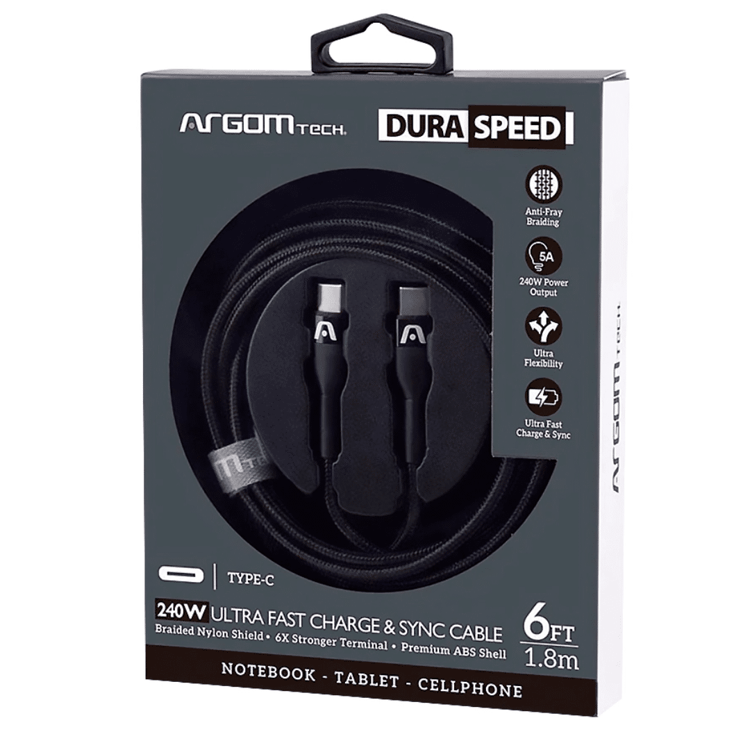 Cable Argom Duraspeed Type-c To Type-c 240w Ultra Fast Charge 1.8mts Black - Cables - ARG-CB-0073BK (4)