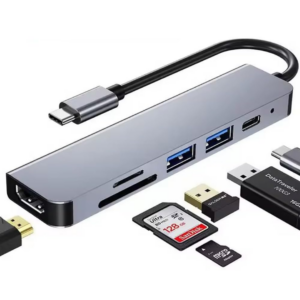 Hub 5 En 1 Dual Usb3.0 - Usb-c With 3usb Sd Usd Silver - Accesorios - DOUSB4251