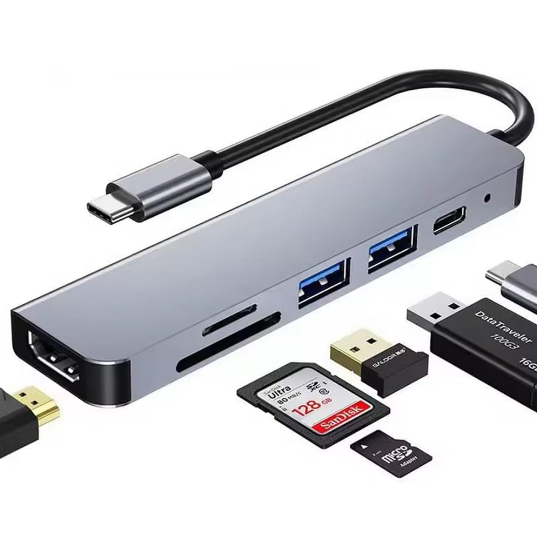 Hub 5 En 1 Dual Usb3.0 - Usb-c With 3usb Sd Usd Silver - Accesorios - DOUSB4251 (1)