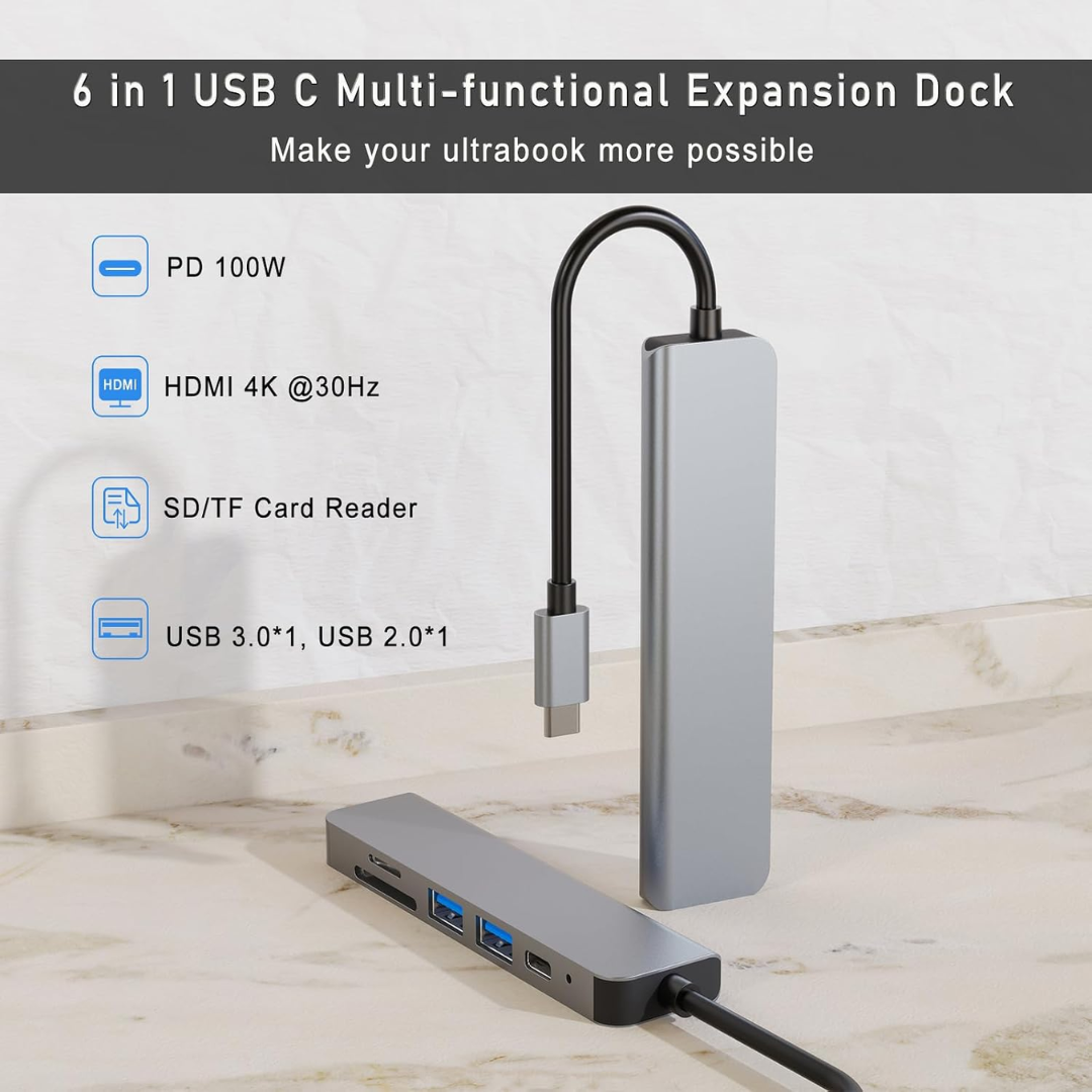 Hub 5 En 1 Dual Usb3.0 - Usb-c With 3usb Sd Usd Silver - Accesorios - DOUSB4251 (2)