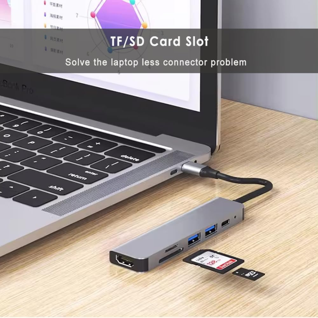 Hub 5 En 1 Dual Usb3.0 - Usb-c With 3usb Sd Usd Silver - Accesorios - DOUSB4251 (5)