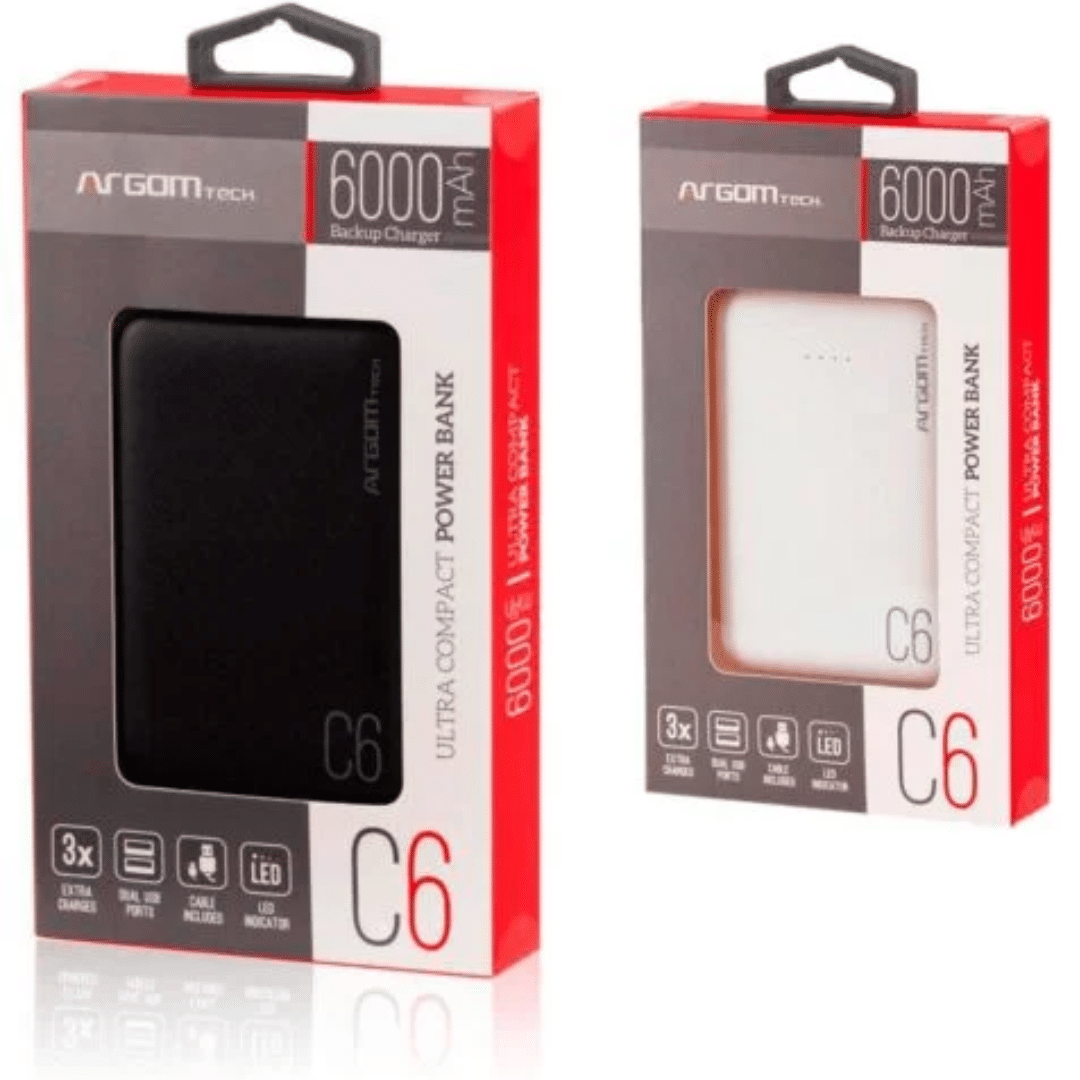 Power Bank Argom 6000 Arg-pb-1136 With Cable Negro - Accesorios (3)