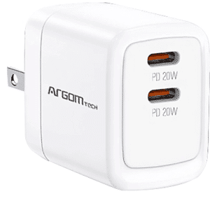 Wall Charger Dual Argom 40w Carga Rapida 2 Cont  Type-c Blanco - Accesorios - ARG-AC-0132WT