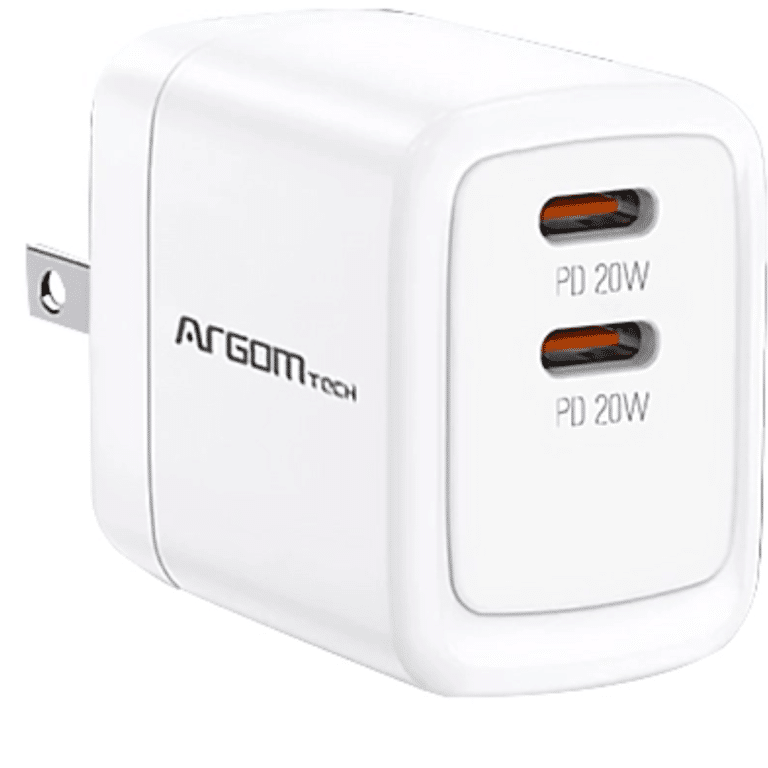 Wall Charger Dual Argom 40w Carga Rapida 2 Cont  Type-c Blanco - Accesorios - ARG-AC-0132WT