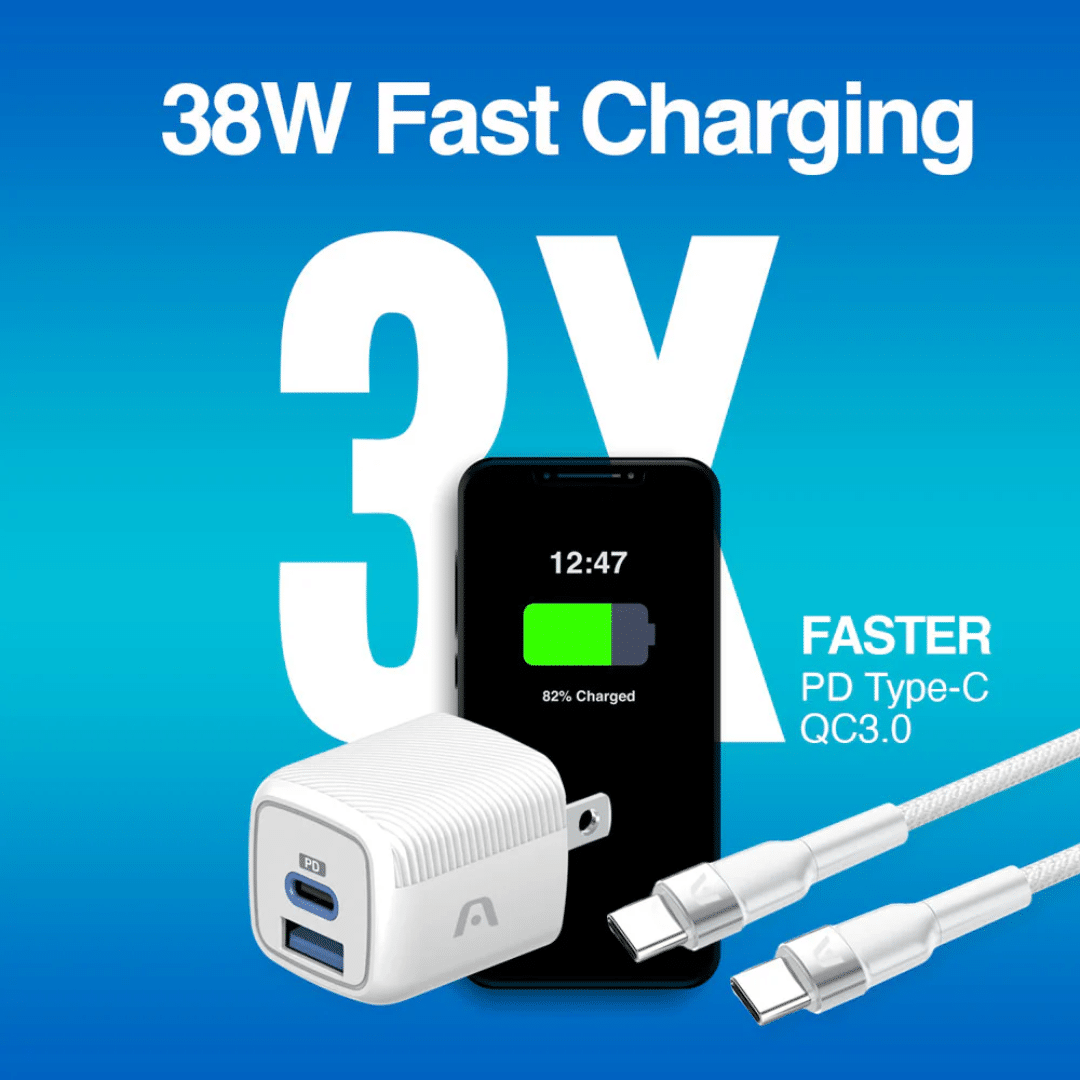 Wall Charger Dual Argom Volta P40 Fast Charge 2 Cont Type-c Usb-a W-cable Blanco - Accesorios - ARG-AC-0 (4)