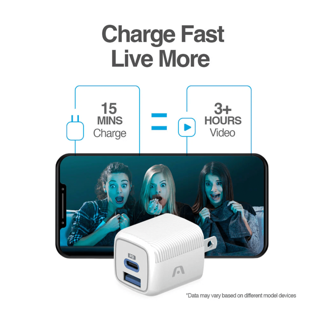 Wall Charger Dual Argom Volta P40 Fast Charge 2 Cont Type-c Usb-a W-cable Blanco - Accesorios - ARG-AC-0 (5)