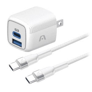 Wall Charger Dual Argom Volta P40 Fast Charge 2 Cont  Type-c  Usb-a W-cable Blanco - Accesorios - ARG-AC-0155WT