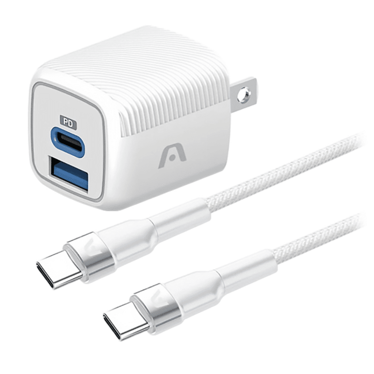 Wall Charger Dual Argom Volta P40 Fast Charge 2 Cont  Type-c  Usb-a W-cable Blanco - Accesorios - ARG-AC-0155WT