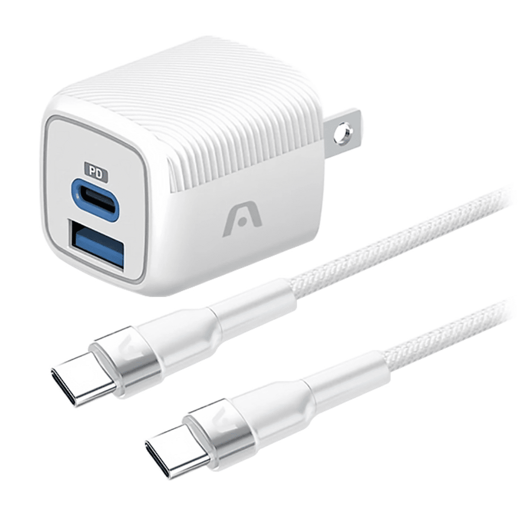 Wall Charger Dual Argom Volta P40 Fast Charge 2 Cont Type-c Usb-a W-cable Blanco - Accesorios - ARG-AC-015 (1)