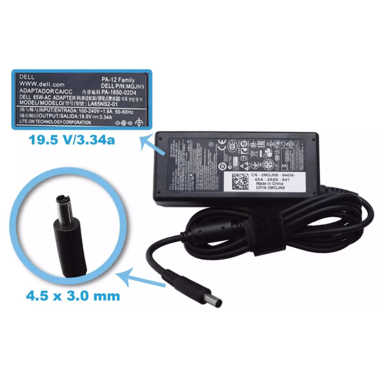 Cargador Para Laptop Dell 19.5v 3.34 Aguja Plug Grueso 7.4x5.0mm Hc