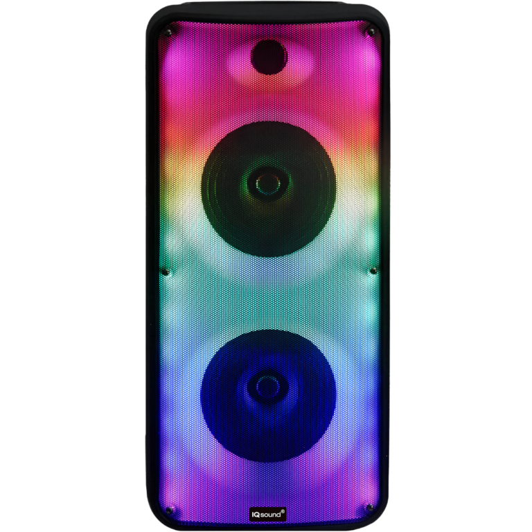 Iq Sound Fire Box - 2 X 8" Portable Bluetooth® 5.0 Speaker Tws / Fire Led Light Show / Usb-micro Sd-aux In / Fm Radio / 1 Mic Input / Rechargeable / R-c And Wire Mic Included / Rms Power 12w(must Be Purchased In Packs Of 10) - New Factory Sealed - 1 Year Manufacturer Warranty - IQ-7188DJBT