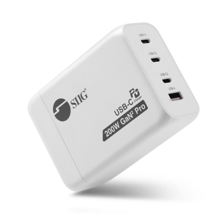 SIIG SIIG AC AC-PW1V11-S1 4PT 200W GaN PD Combo Charger 3C1A Retail AC 266939 AC-PW1V11-S1