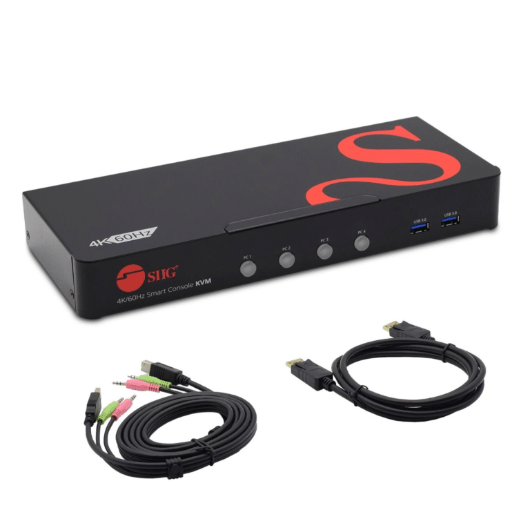 SIIG SIIG AC CE-DP0G11-S1 4PT 4K 60HZ DP1.2 KVM Switch w USB3.0 and Multi-Media AC 245481 CE-DP0G11-S1