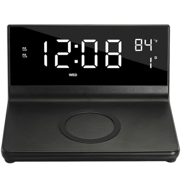 Supersonic Dual Alarm Clock With Wireless Qi Certified Charging 15w / Dimmable Display / Usb Charging Port For 2nd Device / Room Temperature / Led 4 Levels Brigthness (must Be Purchased In Packs Of 10) - New Factory Sealed - 1 Year Manufacturer Warranty - SC-6025QI