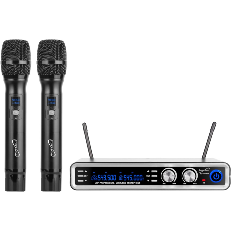 Supersonic Uhf Dual Channel Wireless Microphone Systems With Dual Handheld Transmitters, Led Status Indicator, Long Battery Life For Singing Karaoke, Party, Home Ktv Set (must Be Purchased In Packs Of 5) - New Factory Sealed - 1 Year Manufacturer Warranty - SC-930UHF