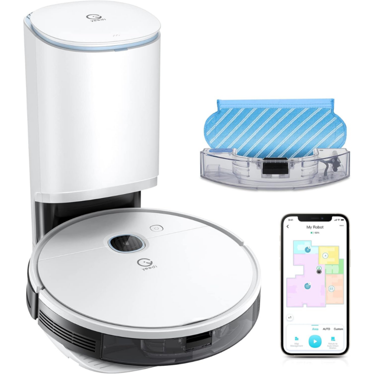 Yeedi By Ecovacs 2-in-1 Robot Mop, Vacuum & Self Emptying Cleaner Station White : 2.5l Capacity, 3000pa Suction, Smart Mapping, Up To 200 Minute Battery Charge - New Factory Sealed - Balance of Manufacturer Warranty - DVX34