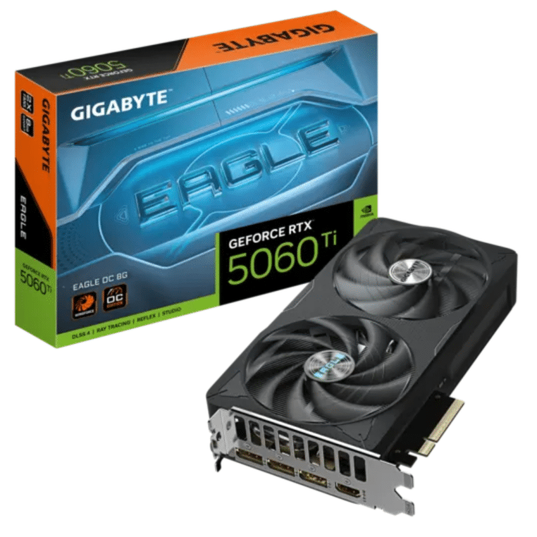 Gigabyte - GeForce RTX 5060 - PCI Express 5.0 x16 - NVIDIA - GeForce RTX 5060 Ti - GDDR7 - DisplayPort / HDMI - GV-N506TEAGLE OC-8GD - Componentes Informáticos - Tarjetas de Video - GV-N506TEAGLE OC-8GD G10