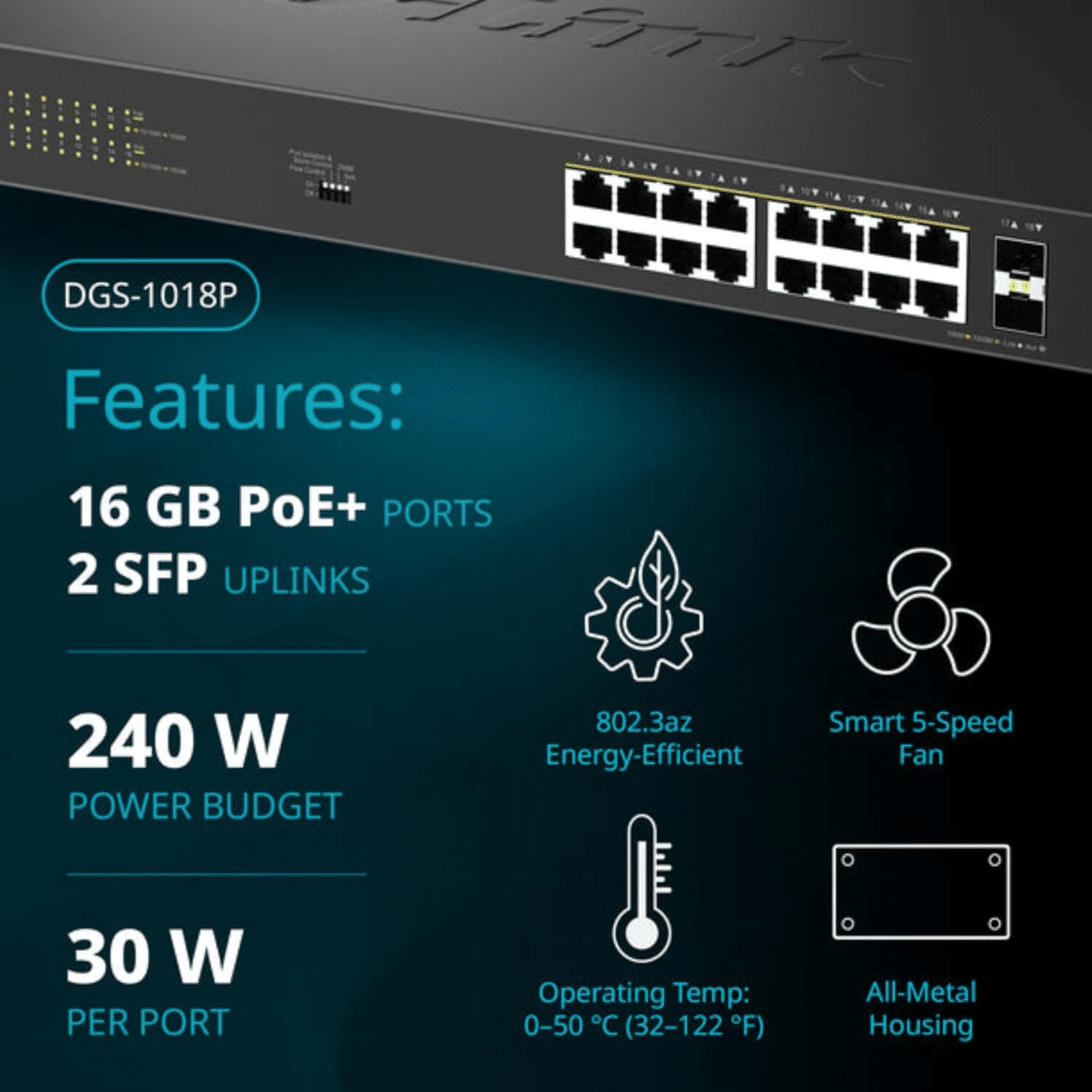 D-Link D-Link Switch DGS-1018P 18-Port 1Gigabit PoE Unmgd Switch Retail NT 301062 DGS-1018P (5)