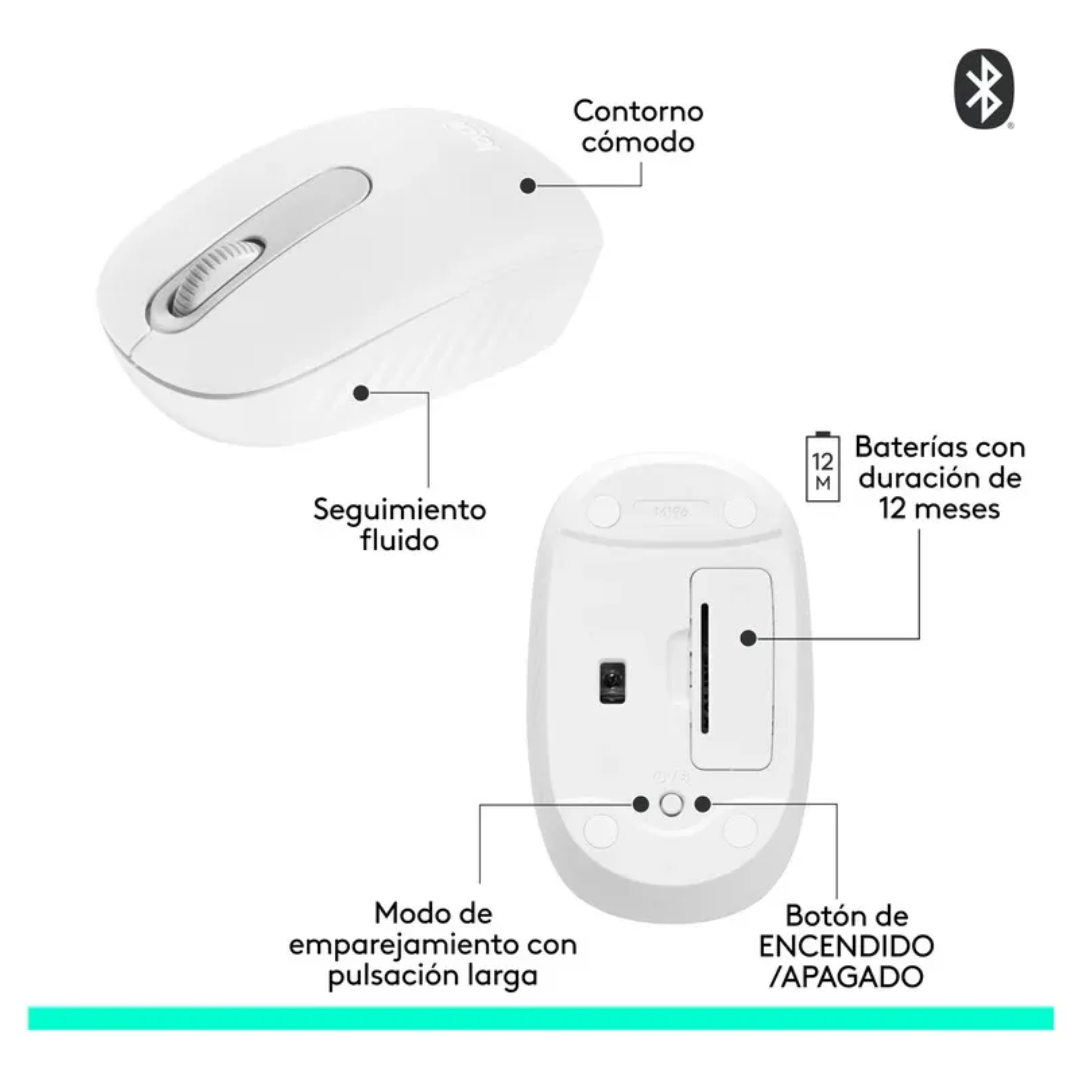 Mouse Logitech M196 Bluetooh Blaco Crudo - Mouse - 910007457 (6)