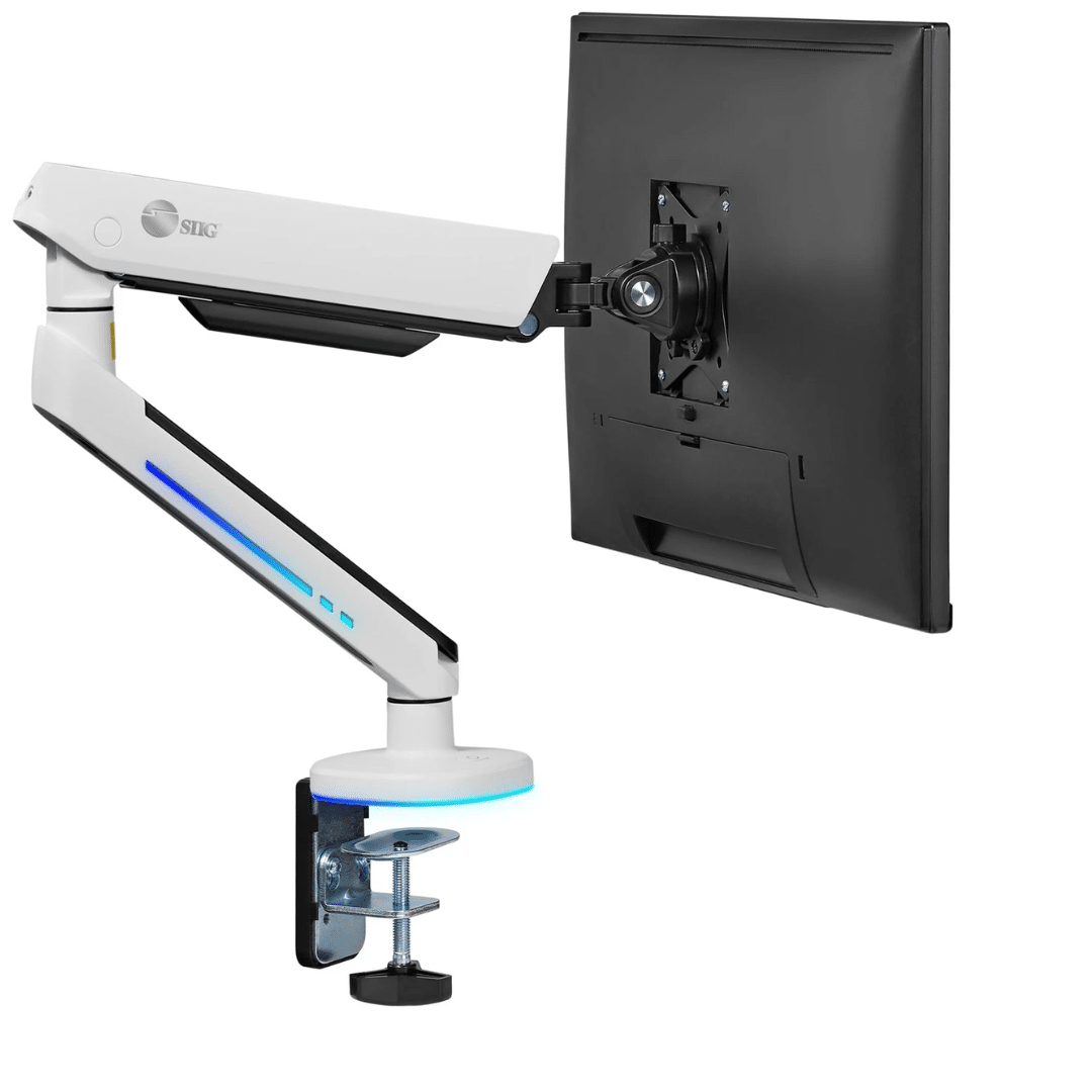 SIIG SIIG AC CE-MT3J11-S2 Premium Single-Monitor Arm Desk Mount w Game RGB Lighting AC 275582 CE-MT3J11-S2 (4)