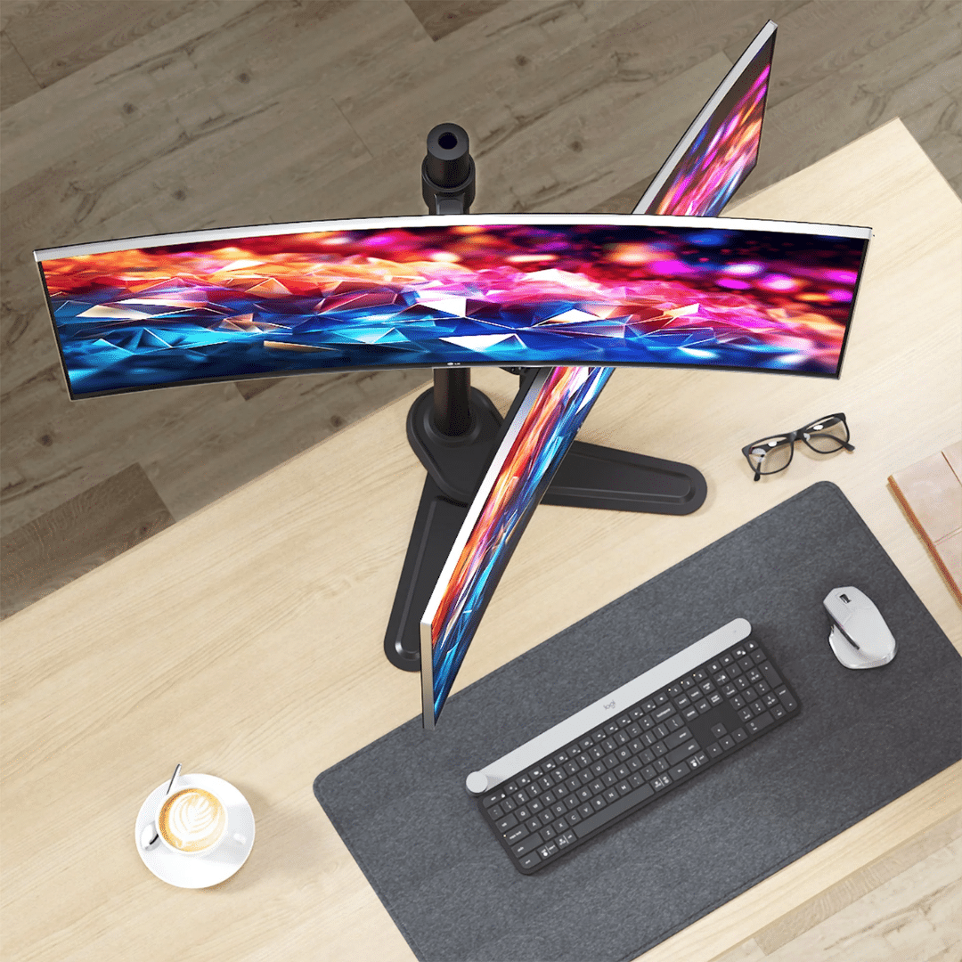 SIIG SIIG AC CE-MT5J11-S1 Dual Vertical Monitor Stand Heavy Duty Freestanding Mount AC 304776 CE-MT5J11-S1 (6)