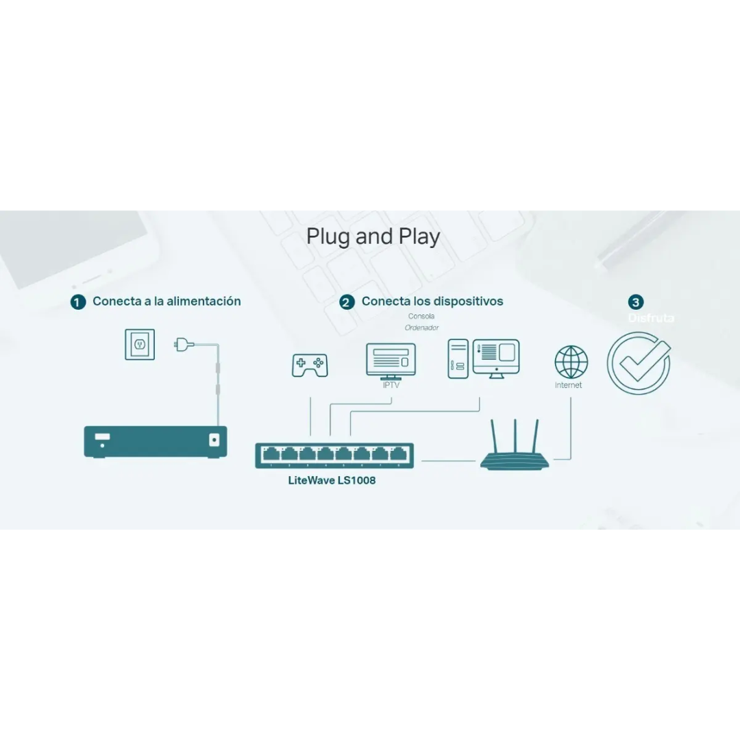 Switch Tp-link Ls1008 8-port 10-100mbs Desktop No-administrable - Switchs - LS1008 (2)