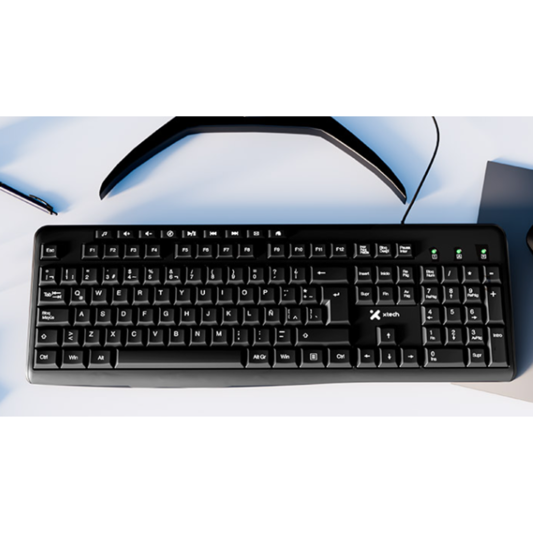 Xtech - Keyboard - Wired - Spanish - USB - Black - Multimedia 9 hotkeys XTK-140 (4)