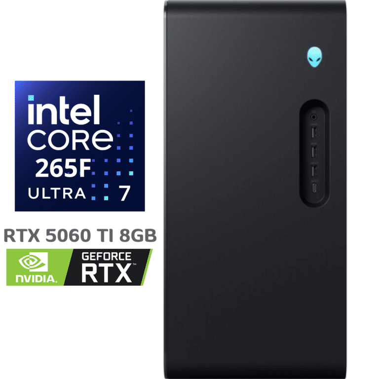 Dell Alienware Aurora DACT1250-7377BLK-PUS GAMING Desktop, Intel Core Ultra 7 265F, 16GB RAM Memory, 1TB Solid State Drive, NVIDIA Geforce RTX 5060Ti 8GB Vram, Windows 11 - DACT1250-7377BLK-PUS - DELL