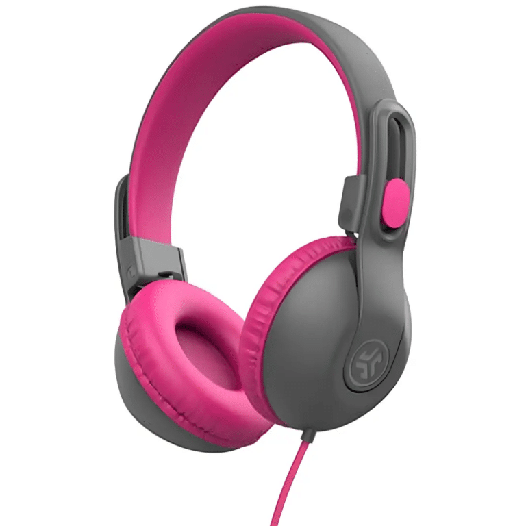 Jlab Jbuddies Studio 2 Wired Headset Pink / Gray : On-ear / Over-the-head, Adjustable Headband, Ear Cushion, Volume Safe Listening - New Factory Sealed - 1 Year Manufacturer Warranty - HKSTU2RGRYPNK122