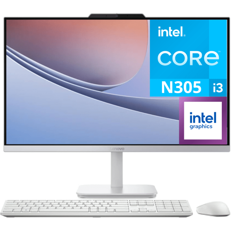 Lenovo Aio Core™ I3-n305 512gb Ssd 8gb 23.8" (1920x1080) Wireless Kb & Mouse Cloud Grey - New Factory Sealed - 1 Year Manufacturer Warranty - F0J60043PS