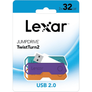 Lexar 32GB Jumpdrive TwistTurn2 USB 2.0 - 3 Pack - LJDTT2-32GABNA3 - Lexar