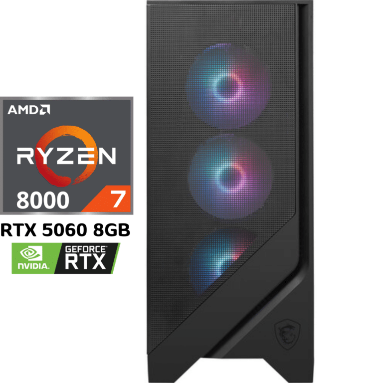 MSI Cordex 22 A8NVL-484US GAMING Desktop, AMD Ryzen 7 8000, 16GB RAM Memory, 2TB Solid State Drive, NVIDIA Geforce RTX 5060 8GB Vram, Windows 11 - A8NVL-484US - MSI