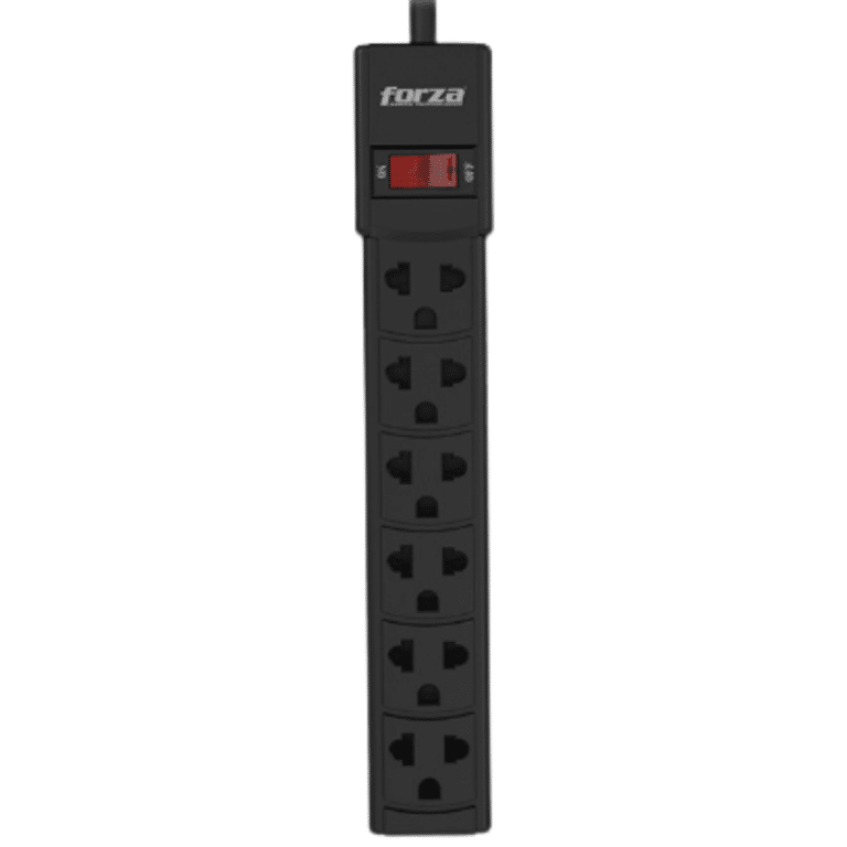 Regleta Forza - Ps Series Ps-001b - Banda De Potencia  - Ca 120-220 V - Conectores De Salida: 6 – Negro – Ps-001b