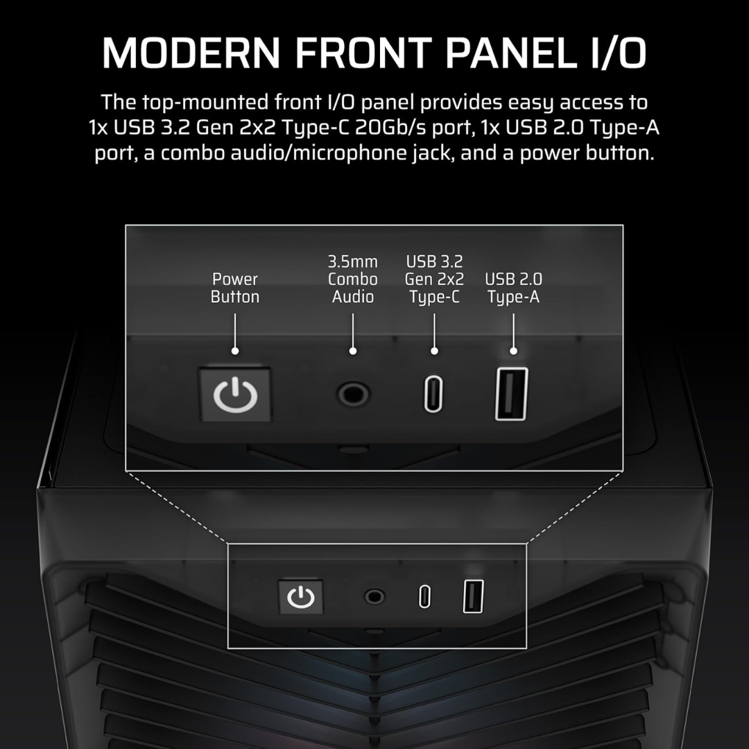 Case Corsair Atx 3200d Rs Argb Tempered Glas Mid-tower Usb3.2 Usb2.0 Sup-8vent Black - Chasis - CC-9011346-W (6)