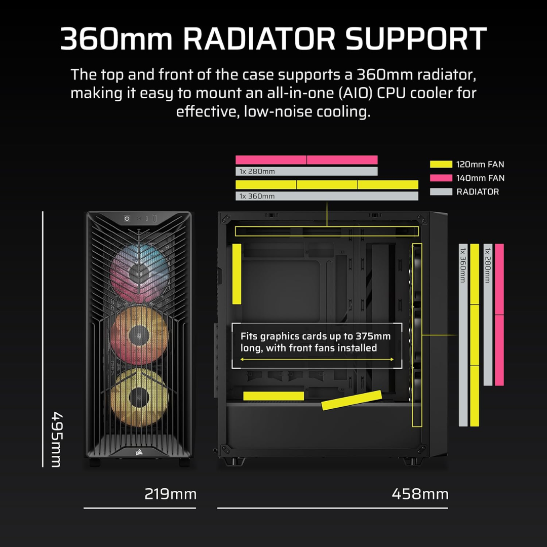 Case Corsair Atx 3200d Rs Argb Tempered Glas Mid-tower Usb3.2 Usb2.0 Sup-9vent Black - Chasis - CC-9011344-W (3)