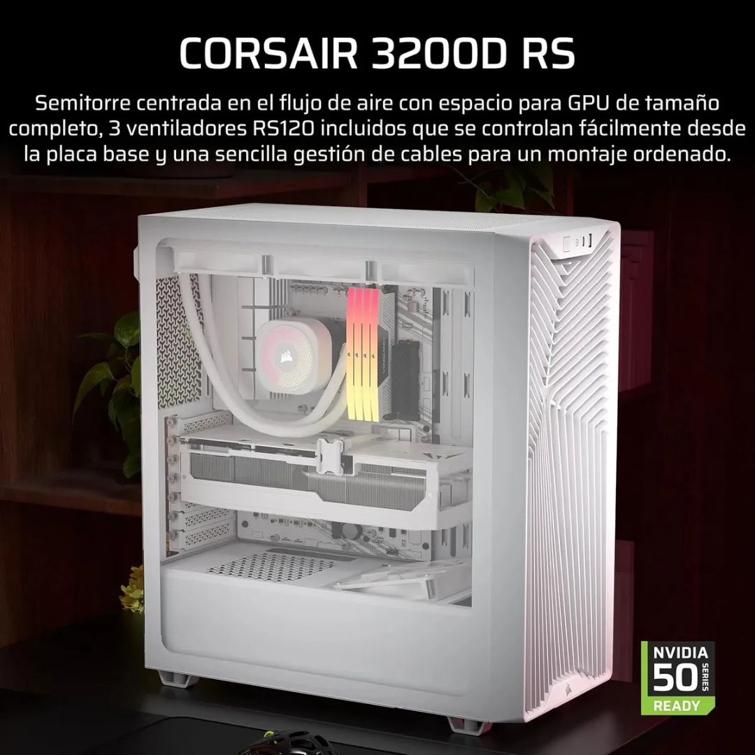 Case Corsair Atx 3200d Rs Argb Tempered Glas Mid-tower Usb3.2 Usb2.0 Sup-9vent White - Chasis - CC-9011345-W (6)